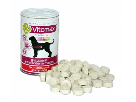 Фото - витамины и минералы Vitomax Фито Биостим Glucozamine and Chondroitin Complex противовоспалительный комплекс с глюкозамином и хондроитином для суставов собак