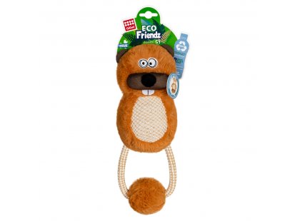 Фото - игрушки GiGwi (Гигви) Eco Friendz БОБЁР игрушка для собак с пищалкою и веревкой