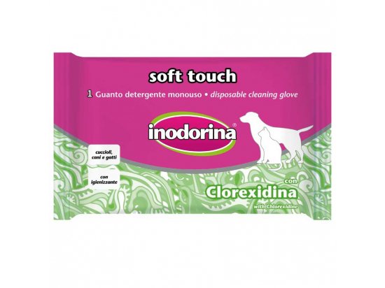 Фото - повседневная косметика Inodorina Soft Touch перчатка для очистки шерсти собак и кошек с хлоргексидином