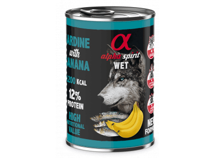 Фото - влажный корм (консервы) Alpha Spirit (Альфа Спирит) Wet Sardine with Banana полнорационный влажный корм для собак САРДИНА и БАНАН