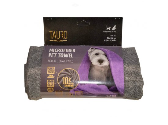 Фото - рушники Tauro (Тауро) Pro Line рушник для собак з мікрофібри, сірий