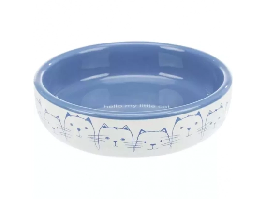 Фото - миски, поилки, фонтаны Trixie Ceramic Bowl керамическая миска для коротконосых кошек, голубой/белый (24770)