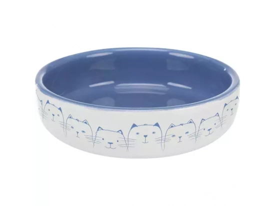 Фото - миски, напувалки, фонтани Trixie Ceramic Bowl керамічна миска для коротконосих кішок, блакитний/білий (24770)