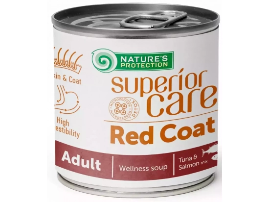 Фото - влажный корм (консервы) Natures Protection (Нейчез Протекшин) Superior Care Red Coat All Breeds Adult Суп для собак с рыжим окрасом шерсти ЛОСОСЬ И ТУНЕЦ