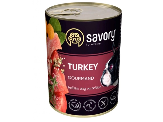 Фото - вологий корм (консерви) Savory (Сейворі) GOURMAND TURKEY вологий корм для дорослих собак (індичка)