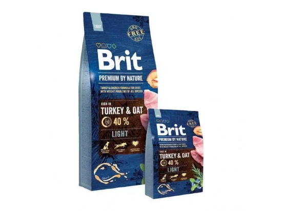 Фото - сухий корм Brit Premium Dog Light Turkey & Oat сухий корм для собак, схильних до повноти ИНДИЧА та ОВЕС