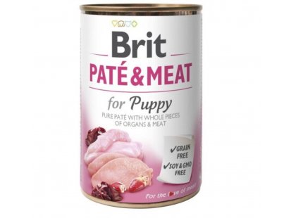 Фото - влажный корм (консервы) Brit Pate & Meat Puppy консервы для щенков КУРИЦА И ИНДЕЙКА В ПАШТЕТЕ