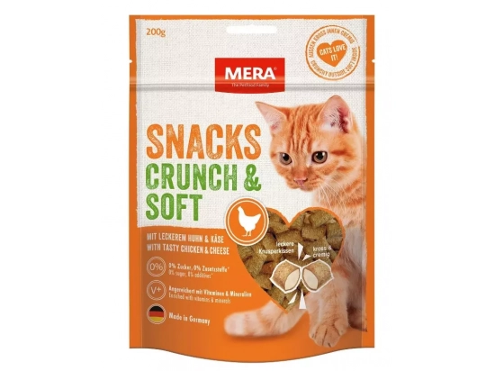 Фото - лакомства Mera (Мера) Snacks Crunch & Soft Huhn & Käse снеки для кошек КУРИЦА И СЫР