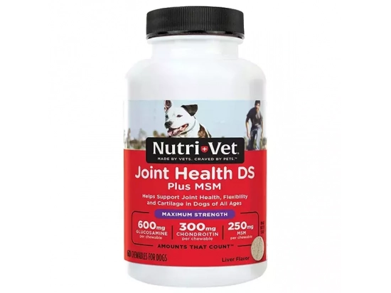 Фото - хондропротекторы Nutri-Vet (Нутри Вет) Joint Health DS Plus MSM Maximum Strength ЗДОРОВЬЕ СУСТАВОВ таблетки глюкозамин хондроитин МСМ марганец для собак