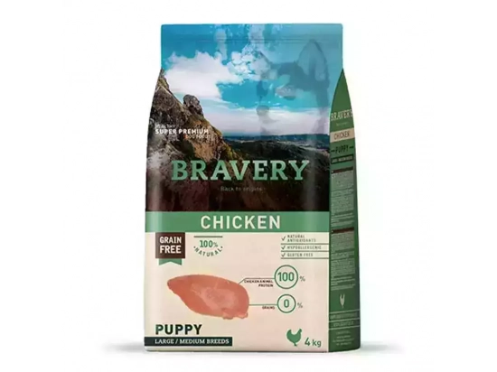 Фото - сухий корм Bravery (Бравері) Puppy Large & Medium Chicken сухий корм для цуценят середніх та великих порід КУРКА