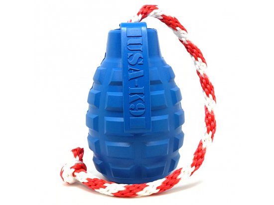 Фото - игрушки SodaPup (Сода Пап) Grenade Reward Toy игрушка для собак ГРАНАТА НА ВЕРЕВКЕ, синий