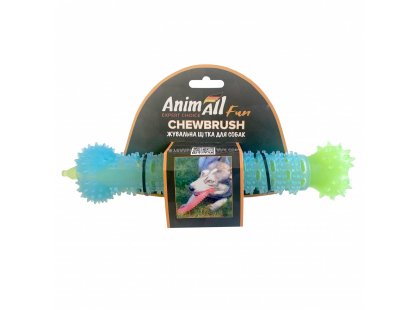 Фото - игрушки AnimAll Fun игрушка для собак ЖЕВАТЕЛЬНАЯ ЩЕТКА-КОСТЬ, голубой/зеленый