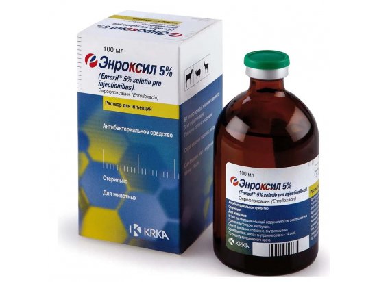 Фото - антибиотики Krka Enroxil (Энроксил) 5% - антибиотик, антибактериальная суспензия для инъекций