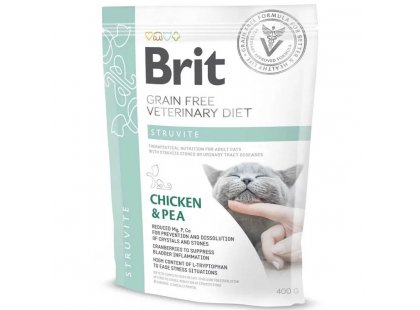 Фото - ветеринарные корма Brit Veterinary Diet Cat Grain Free Struvite Chicken & Pea сухой беззерновой сухой корм для кошек при мочекаменной болезни КУРИЦА и ГОРОХ