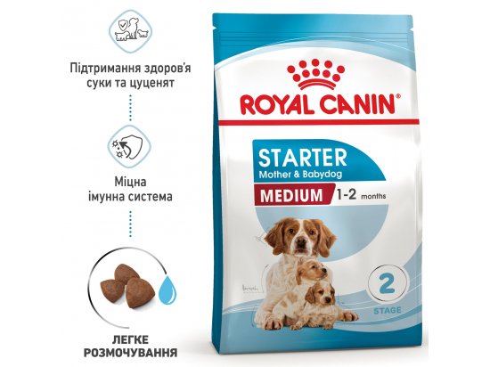Фото - сухой корм Royal Canin MEDIUM STARTER MOTHER & BABYDOG корм для беременных и кормящих сук и щенков средних пород