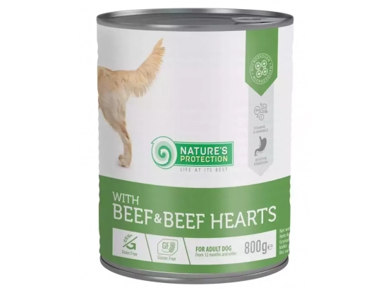 Фото - вологий корм (консерви) Natures Protection (Нейчез Протекшін) BEEF & BEEF HEARTS (ЯЛОВИЧИНА І ЯЛОВИЧЕ СЕРЦЕ) вологий корм для собак