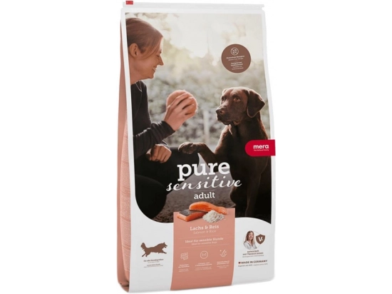 Фото - сухий корм Mera (Мера) Pure Sensitive Adult Lachs & Reis сухий корм для дорослих собак усіх порід ЛОСОСЬ та РИС