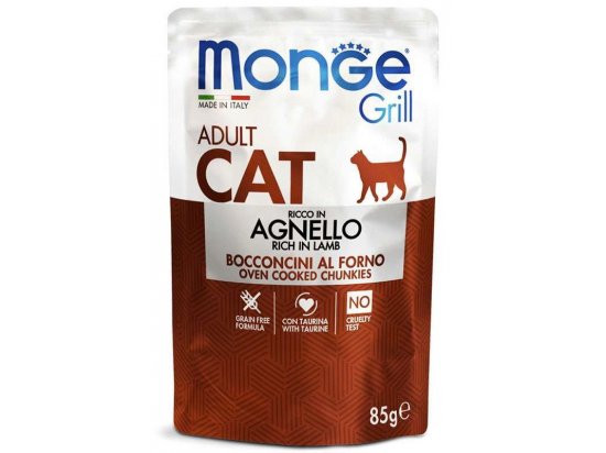 Фото - вологий корм (консерви) Monge Cat Grill Adult Lamb вологий корм для котів ЯГНЯ, пауч