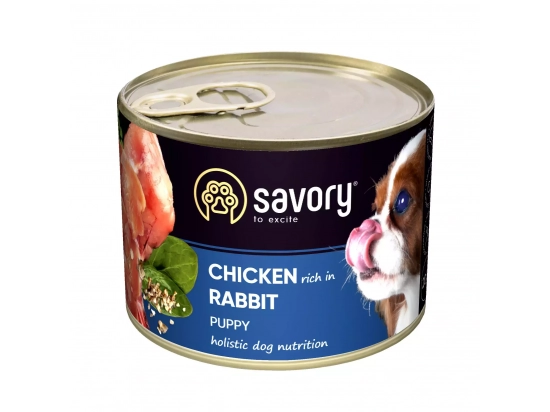 Фото - вологий корм (консерви) Savory (Сейворі) CHICKEN RABBIT PUPPY вологий корм для цуценят (курка та кролик)