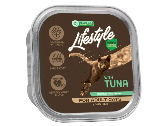 Фото - вологий корм (консерви) Natures Protection (Нейчез Протекшин) Lifestyle Long Hair With Tuna вологий корм для довгошерстих кішок ТУНЕЦЬ