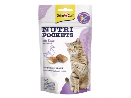 Фото - лакомства Gimcat NUTRI POCKETS DUCK & MULTI VITAMIN лакомство для кошек УТКА + МУЛЬТИВИТАМИН