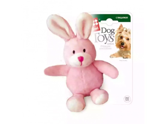 Фото - іграшки GiGwi (Гігві) Plush Friendz ЗАЄЦЬ іграшка для собак з пищалкою, 11 см