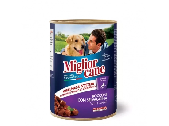 Фото - вологий корм (консерви) Migliorcane (Мігліоркане) Вологий корм для собак, ДИЧИНА, шматочками