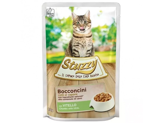 Фото - вологий корм (консерви) Stuzzy (Штуззі) VEAL CAT (ТЕЛЯТИНА шматочки В СОУСІ) консерви для кішок, пауч