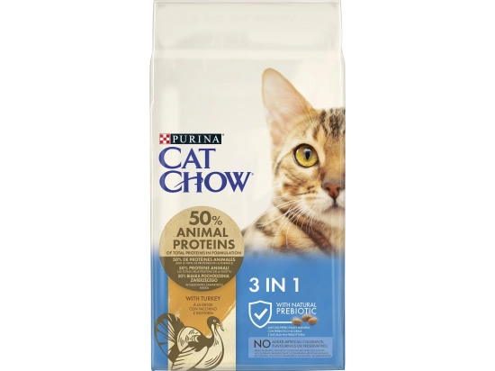 Фото - сухий корм Cat Chow (Кет Чау) 3 in 1 Корм для кішок з формулою потрійної дії з індичкою