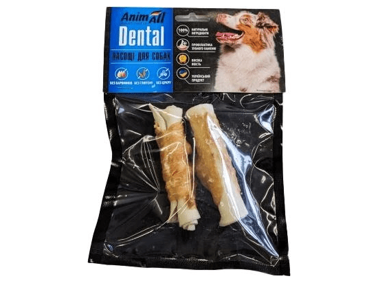 Фото - лакомства AnimAll Dental лакомство для собак трубочка рулетик КУРИЦА