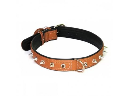 Фото - амуниция Collar SOFT - кожаный ошейник с шипами для собак, коричневый