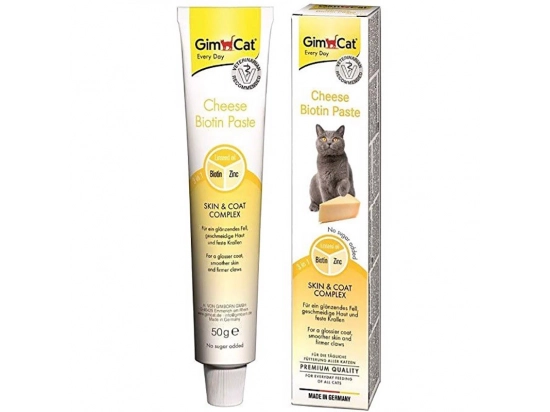 Фото - лакомства Gimcat CHEESE-BIOTIN витаминизированная паста для кошек с сыром и биотином