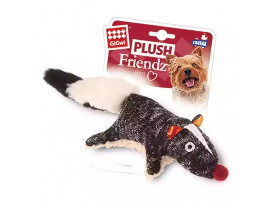 Фото - іграшки GiGwi (Гігві) Plush Friendz СКУНС іграшка для собак з пищалкою, 9 см