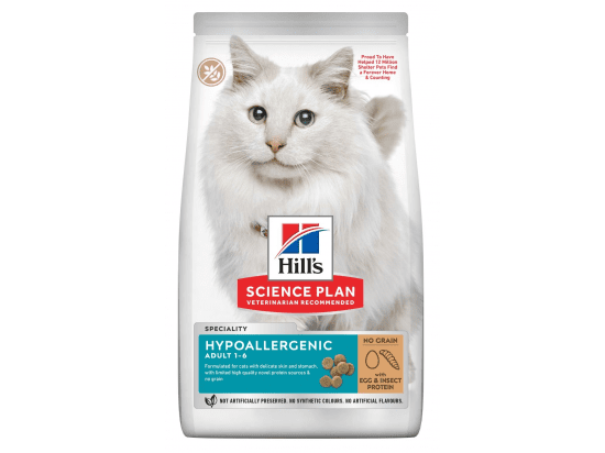 Фото - сухой корм Hill's Science Plan Feline Adult Hypoallergenic сухой гипоаллергенный корм для кошек ЯЙЦО И НАСЕКОМЫЕ