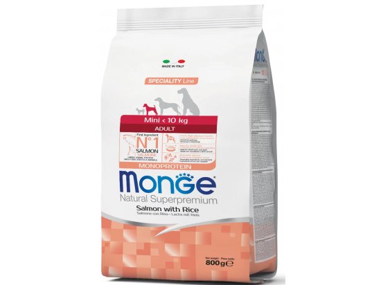 Фото - сухой корм Monge Dog Monoprotein Adult Mini Salmon & Rice сухой монопротеиновый корм для собак мелких пород ЛОСОСЬ и РИС