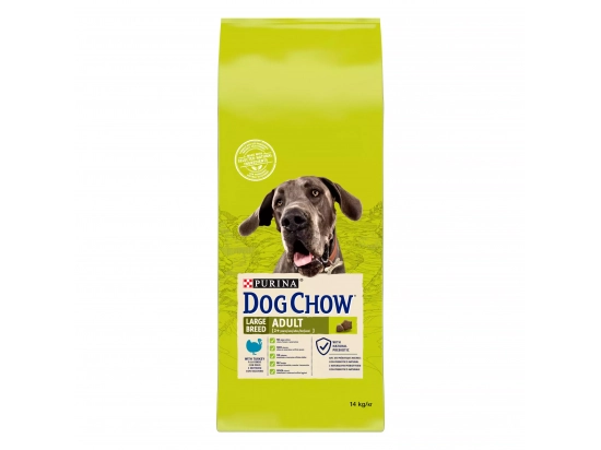 Фото - сухий корм Dog Chow Adult Корм для дорослих собак великих порід з індичкою 14 кг