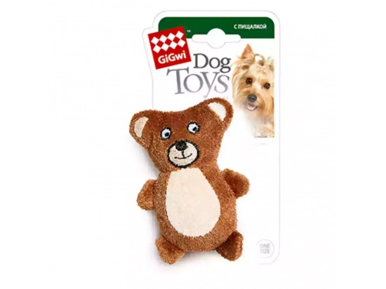 Фото - игрушки GiGwi (Гигви) Plush Dog Toys МИШКА игрушка для собак с 2-мя пищалками, 9 см