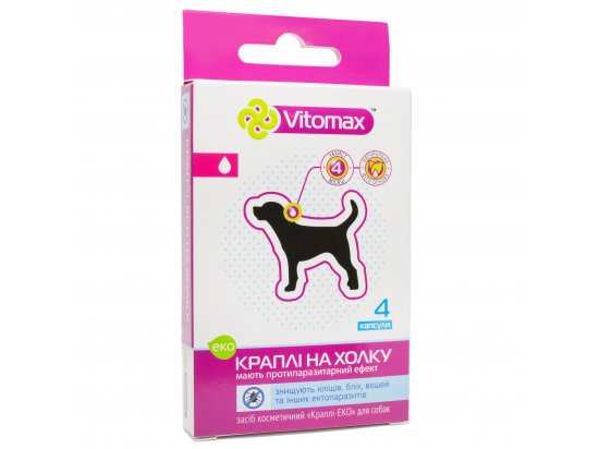 Фото - від бліх та кліщів Vitomax Протипаразитарні еко-краплі на холку проти бліх та кліщів для собак