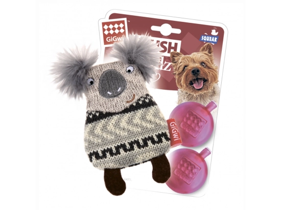 Фото - игрушки GiGwi (Гигви) Plush Friendz КОАЛА игрушка для собак с пищалкой, 10 см
