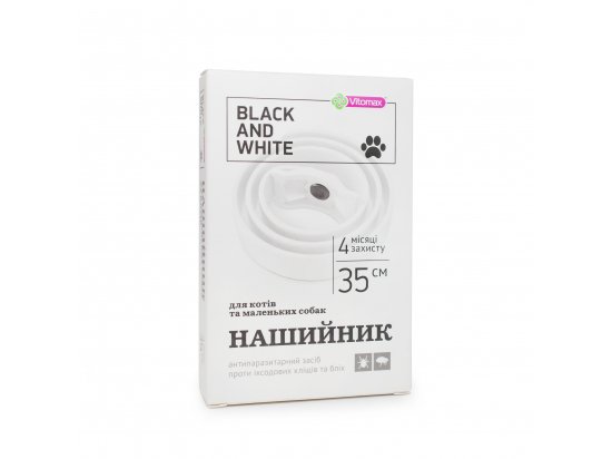 Фото - від бліх та кліщів Vitomax Black & White нашийник від бліх та кліщів для собак та кішок, білий