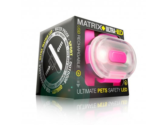 Фото - амуніція Max & Molly Urban Pets Matrix Ultra LED Safety Light Pink/Cube світлодіодний ліхтарик на нашийник для собак, рожевий