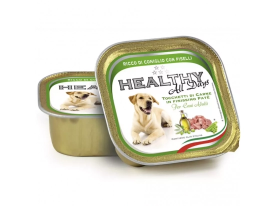 Фото - вологий корм (консерви) Healthy All Days RABBIT & PEAS вологий корм для собак КРОЛИК та ГОРОХ