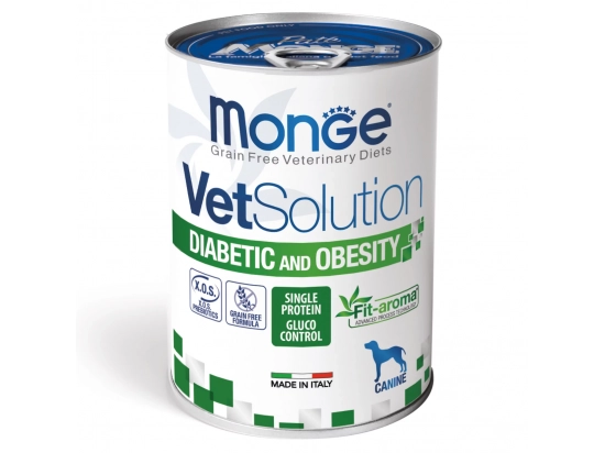Фото - ветеринарні корми Monge Dog VetSolution Diabetic and Obesity лікувальний вологий корм для зниження надмірної ваги та регуляції цукрового діабету у собак