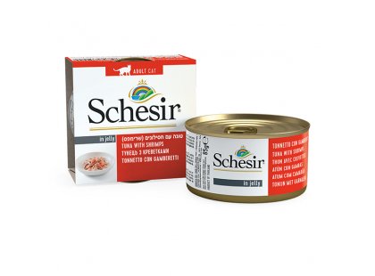 Фото - вологий корм (консерви) Schesir (Шезір) консерви для кішок Тунець з креветками
