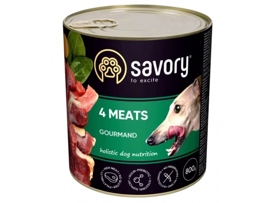 Фото - вологий корм (консерви) Savory (Сейворі) GOURMAND 4 MEATS вологий корм для дорослих собак (4 види м'яса)