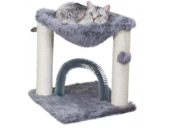 Фото - дряпалки, з будиночками Trixie Baza Драпак для кішок зі щіткою-аркою, сірий