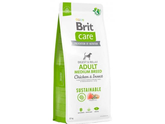 Фото - сухой корм Brit Care Dog Sustainable Adult Medium Breed Chicken & Insect сухой корм для собак средних пород КУРИЦА и НАСЕКОМЫЕ