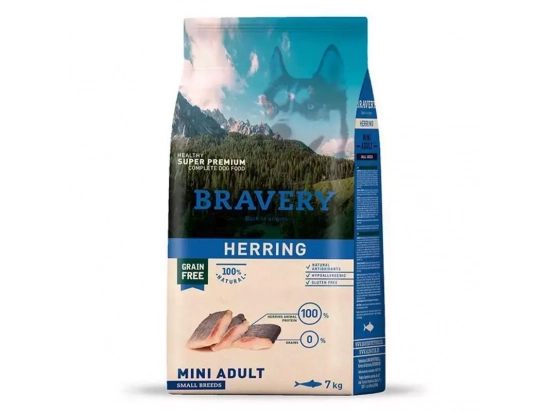 Фото - сухой корм Bravery (Бравери) Adult Mini Herring сухой корм для взрослых собак мелких пород СЕЛЬДЬ