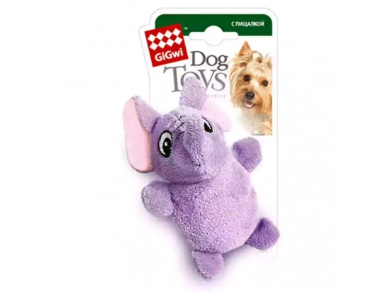 Фото - іграшки GiGwi (Гігві) Plush Dog Toys СЛОН іграшка для собак з 2-ма пищалками, 9 см