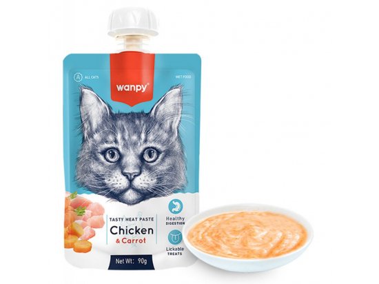 Фото - ласощі Wanpy (Ванпі) Chicken & Carrot крем-суп для котів КУРКА З МОРКВОЮ